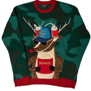 Blizzard Bay Drinking Reindeer Ugly Christmas Sweater Choice Size Mens Unisex